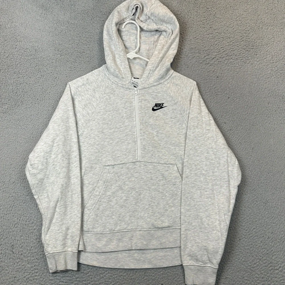 Nike Sportswear Hoodie Womens XS Quarter-Zip Heather Grey Pullover Sweatshirt
